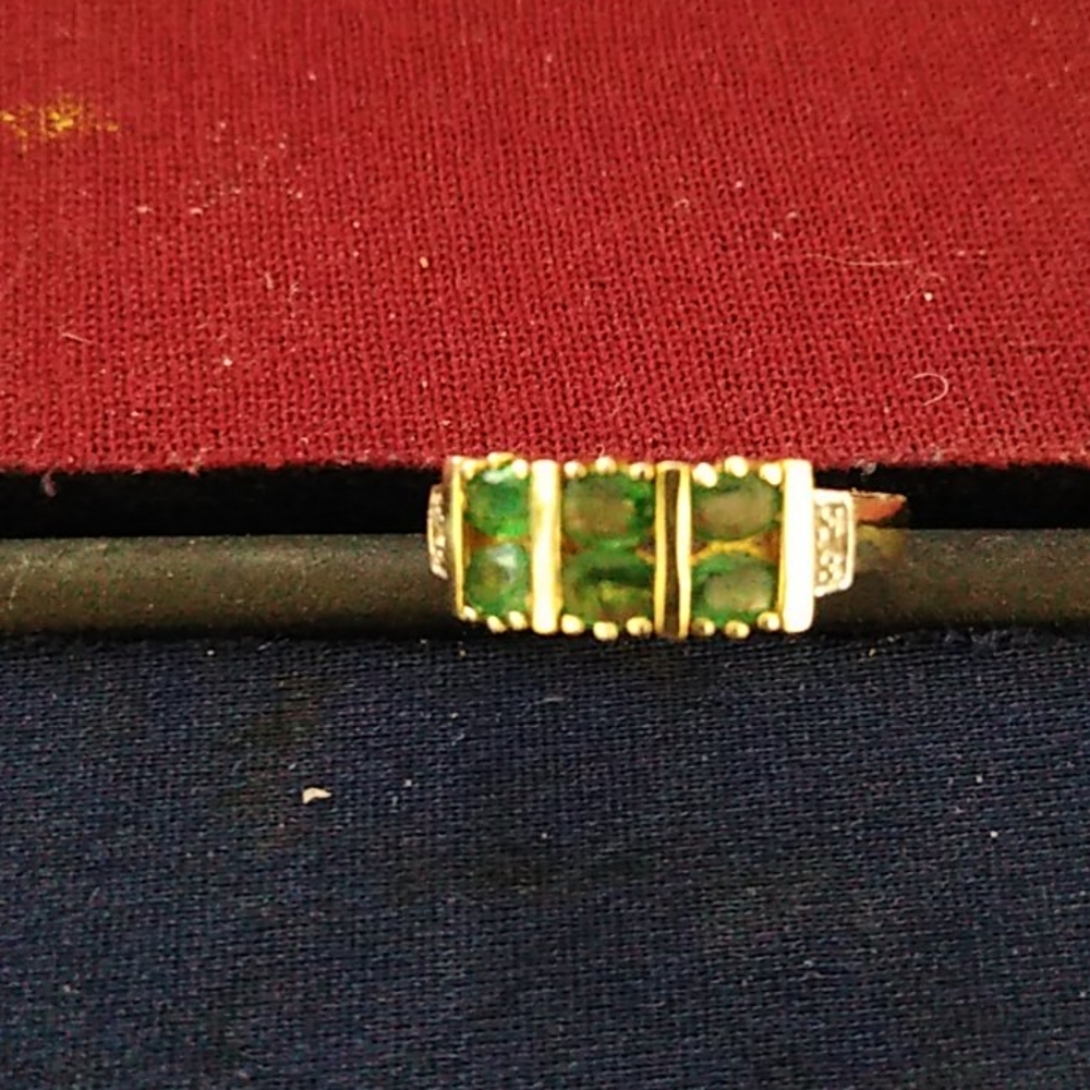 Stauer Emerald/Diamond Ring, 14k over Sterling